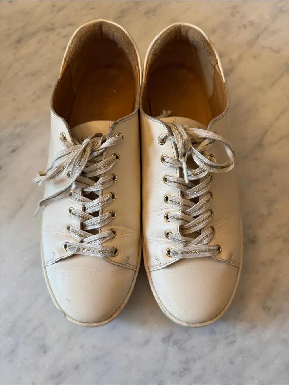 Sézane Jack Low-Top Trainers Smooth Ecru White Leather